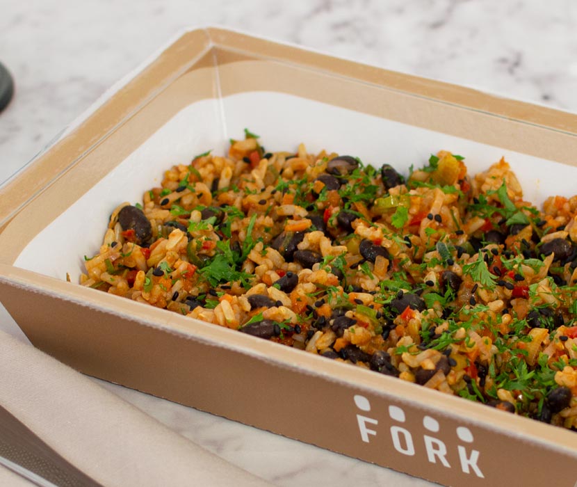 Fork | Jambalaya especiado con mix de arroz y porotos negros | Online,  Tiendas, Delivery