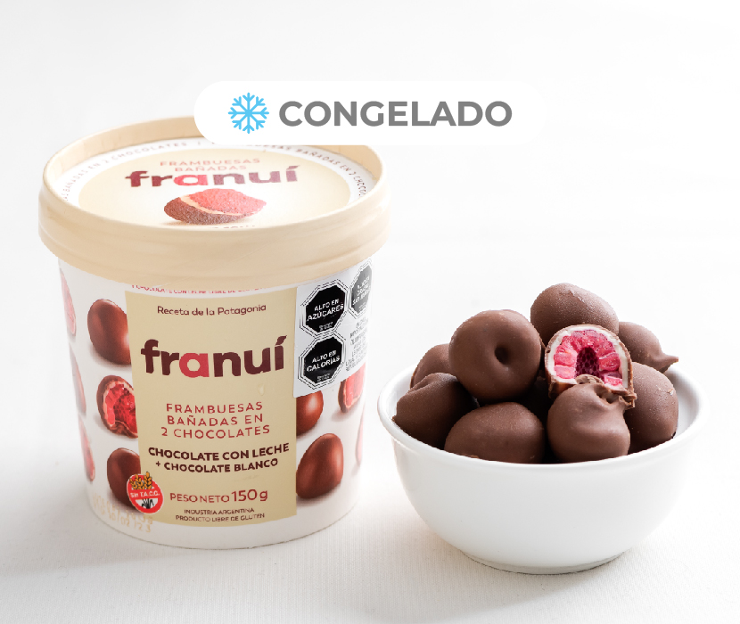 Frambuesas Cubiertas en Chocolate de Leche Franui, 150 g