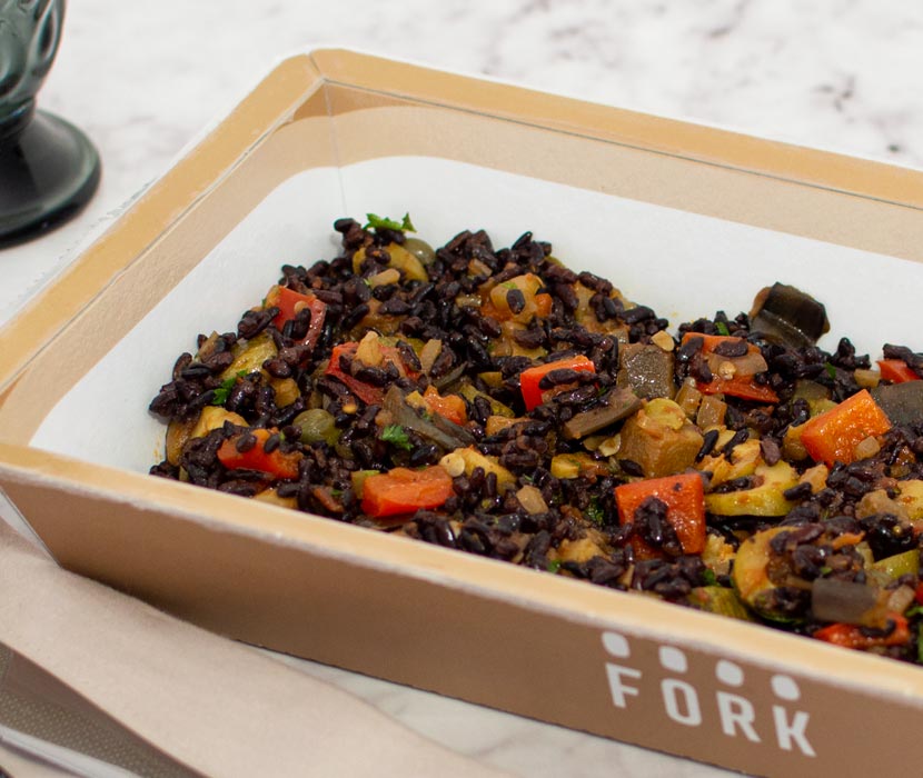 Fork Caponata mediterránea con mix de arroz negro y verduras Online